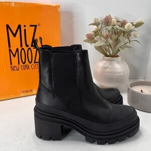 Miz Mooz Brexton Platform Leather Chelsea Boot Black Women's 5.5/EU36 NWB